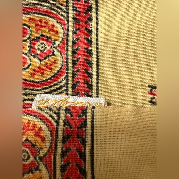 ✨Paisley Patterned Yellow Red and Orange scarf with fringe - Picture 7 of 9